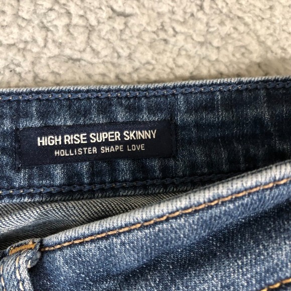 Hollister‎ Jean Women 30X30 Blue Preppy Distressed Denim High Rise Super Skinny - Picture 4 of 11